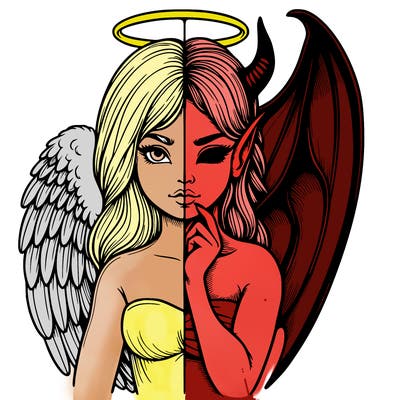 realistic angel half demon