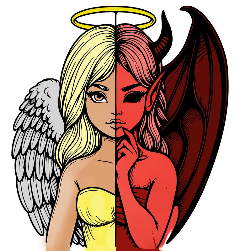 realistic angel half demon