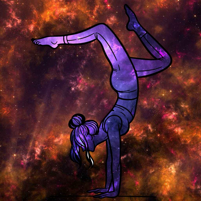 a woman doing a handstand