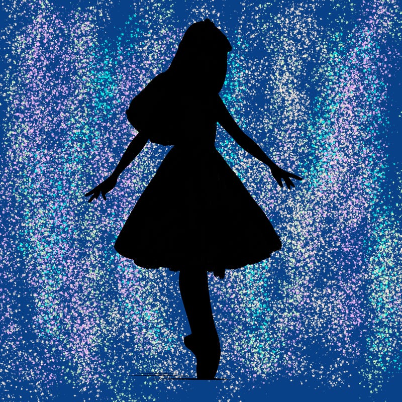 realistic ballerina with straight longish hair on pointe