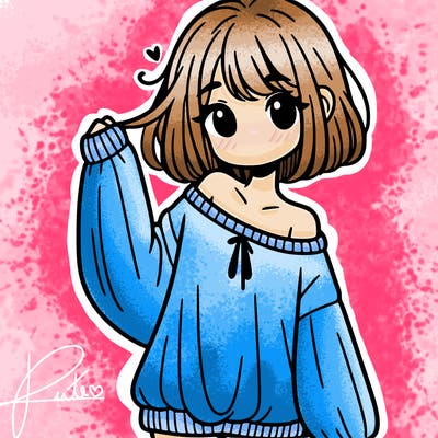 girl in baggy sweater hanging off her shoulder
