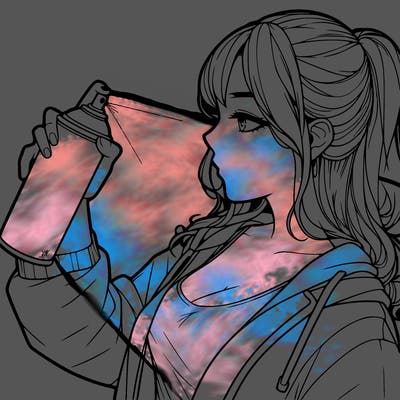 a realistic girl spray, painting