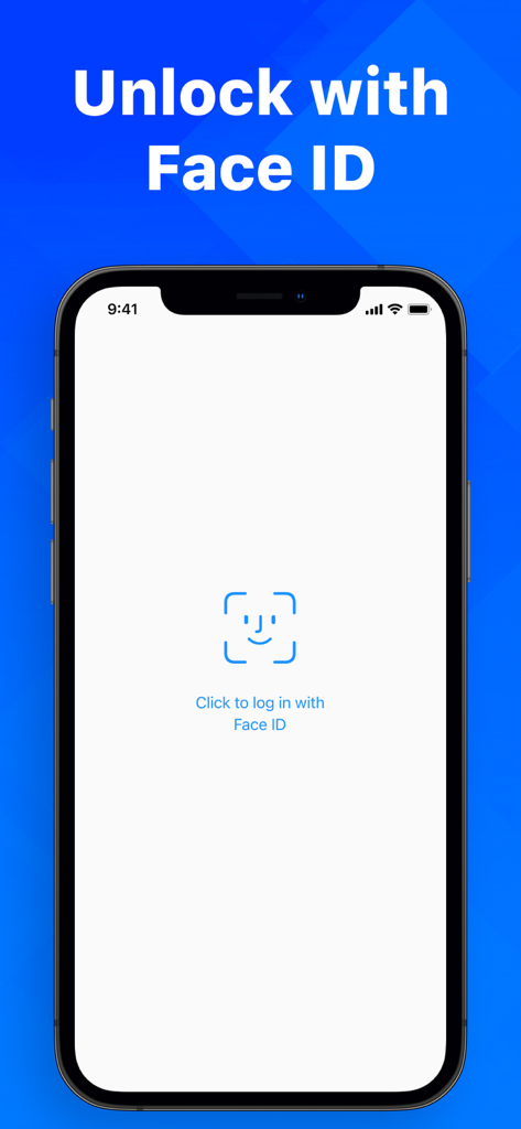 Authkey Authenticator アプリインターフェースが Face ID でロック解除されます