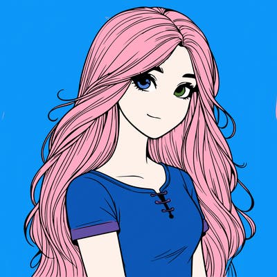 realistic teenage girl with long hair