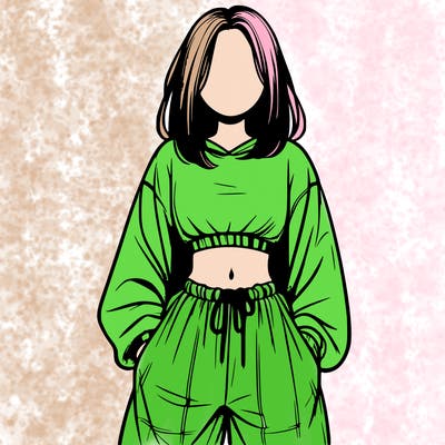 realistic girl faceless with baggy pants and a crop top