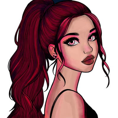 realistic pretty girl with high pony tail