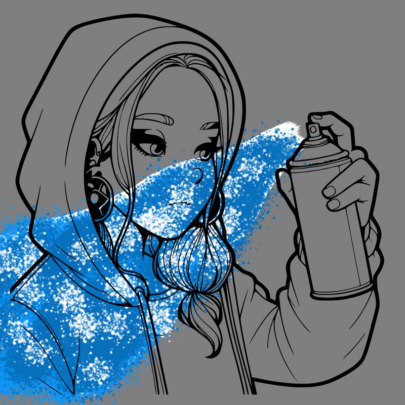 a realistic girl, spray painting