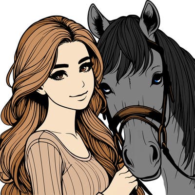 realistic girl with horse