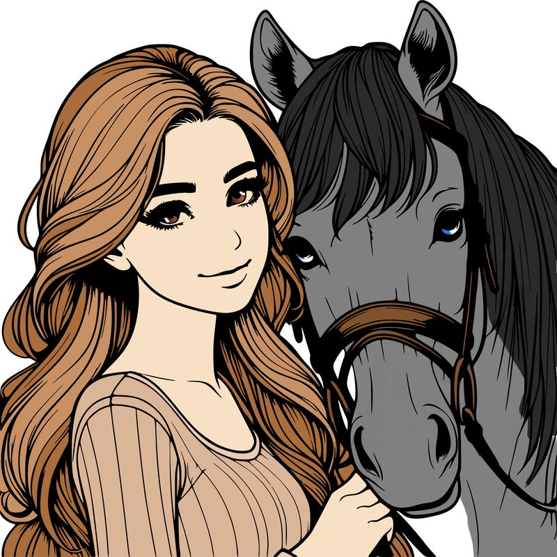 realistic girl with horse