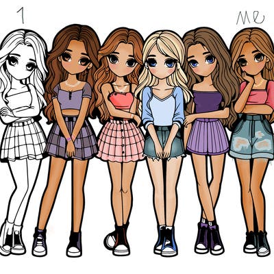 a group of girls realistic