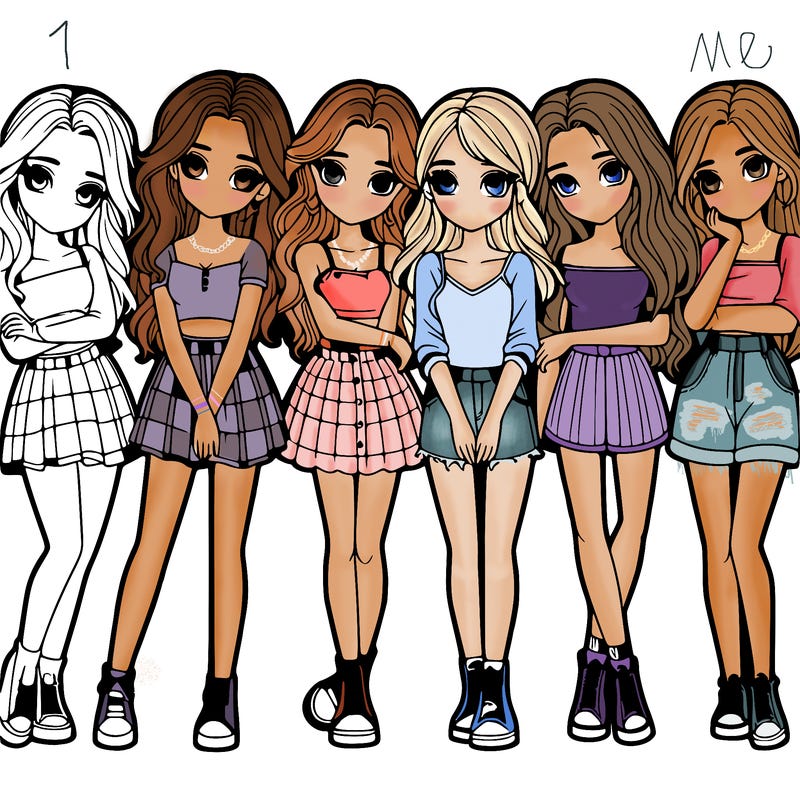 a group of girls realistic