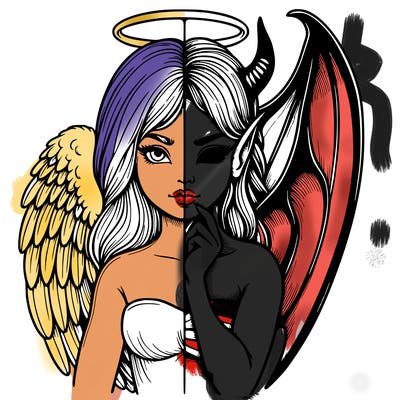 realistic angel half demon