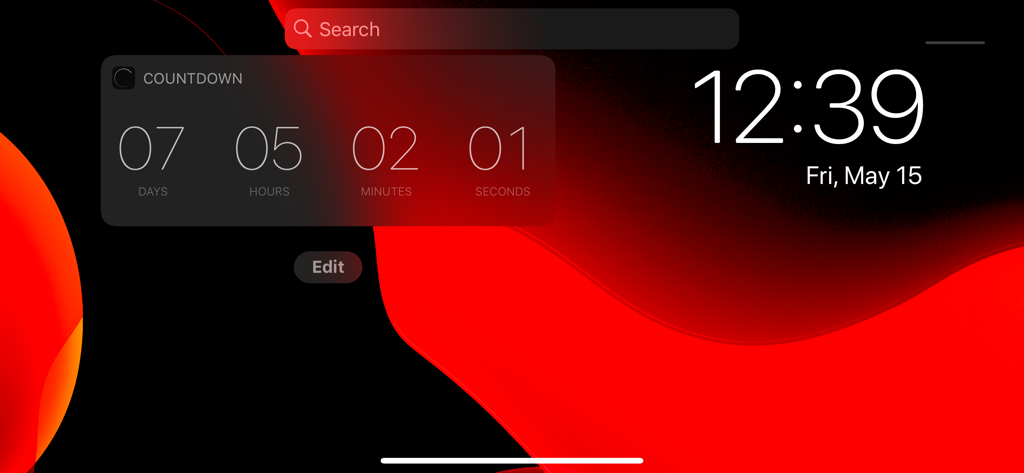 A minimalist countdown clock widget on a home screen showing seven days remaining