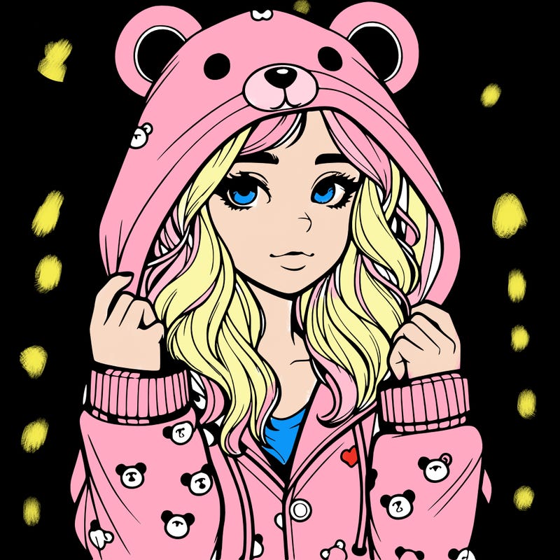 realistic girl in a animal pjs hoodie