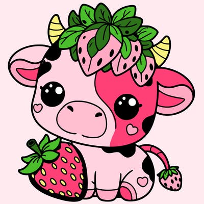 cute strawberry cow