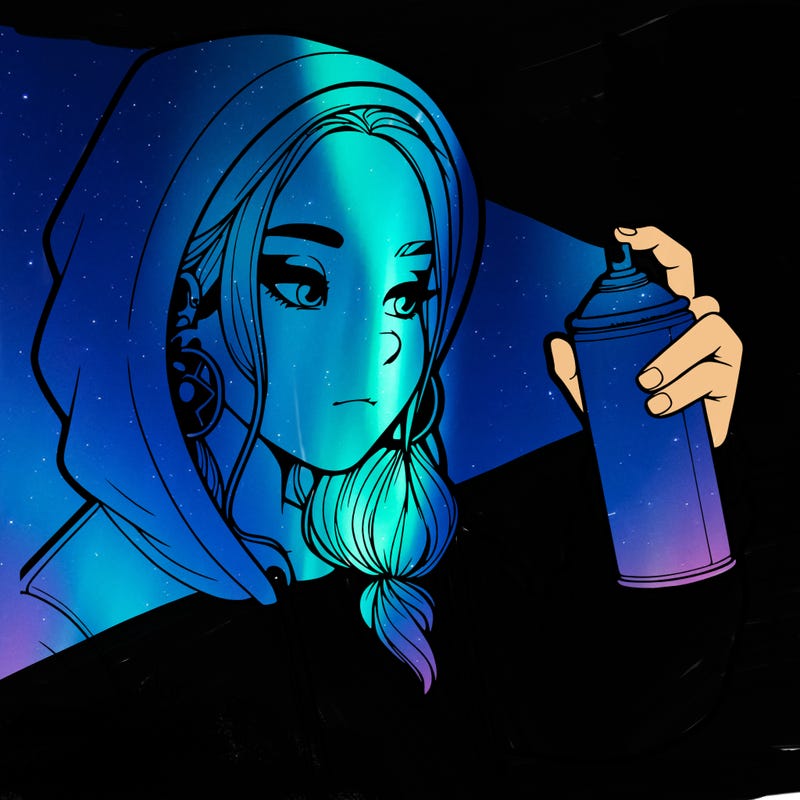 a realistic girl, spray painting