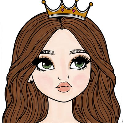 a realistic girl with a crown on