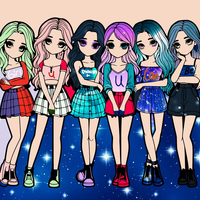 a group of girls realistic