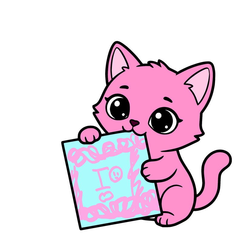 a small cat with a blank sheet of paper in its hand. the cat is sooooooo cute!