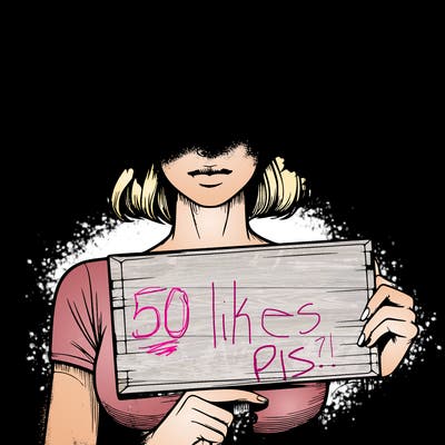 realistic woman holding sign