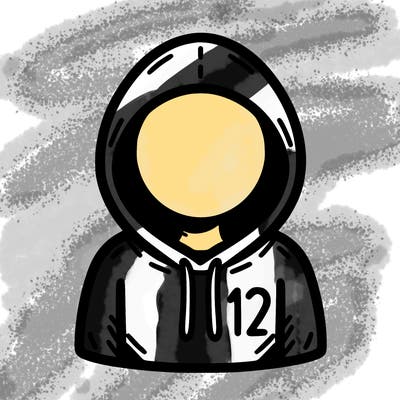 a person with non face waering a hoodie with a small 132 symbol