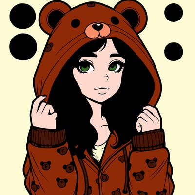 realistic girl in a animal pjs hoodie