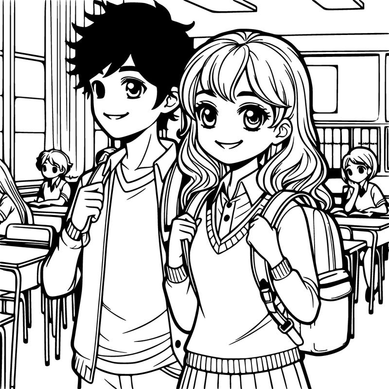 a teenage couple at school