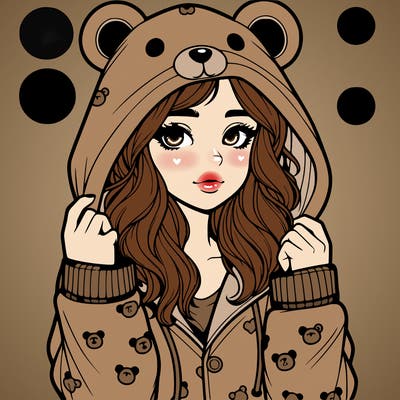 realistic girl in a animal pjs hoodie