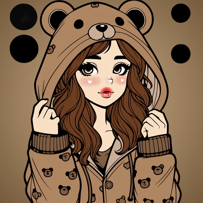 realistic girl in a animal pjs hoodie