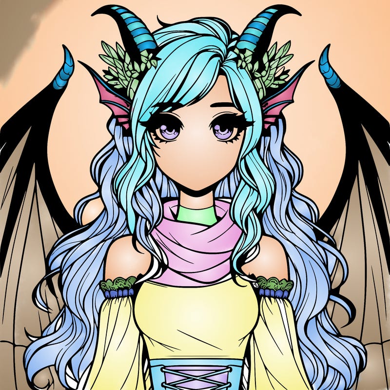 realistic girl with dragon wings horns and a tail