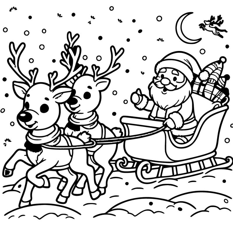 reindeer guiding santa's sleigh