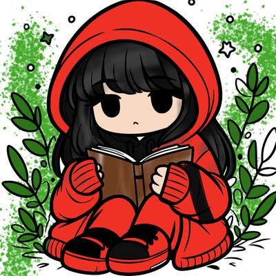 girl in oversized hoodie reading a book