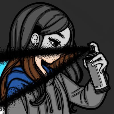 a realistic girl spray painting
