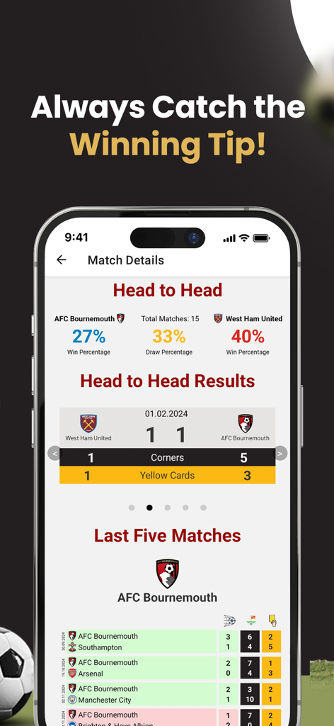 XpertStats Betting Tips - Match details screen showing head to head statistics and recent results for soccer betting analysis.