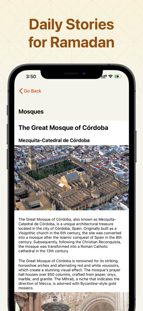 Iftar: Countdown Ramadan Table - Daily stories for Ramadan featuring the Great Mosque of Cordoba