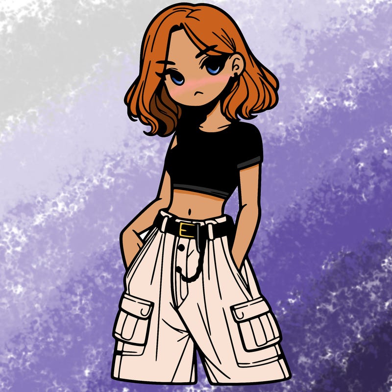 girl with crop top and baggy pants