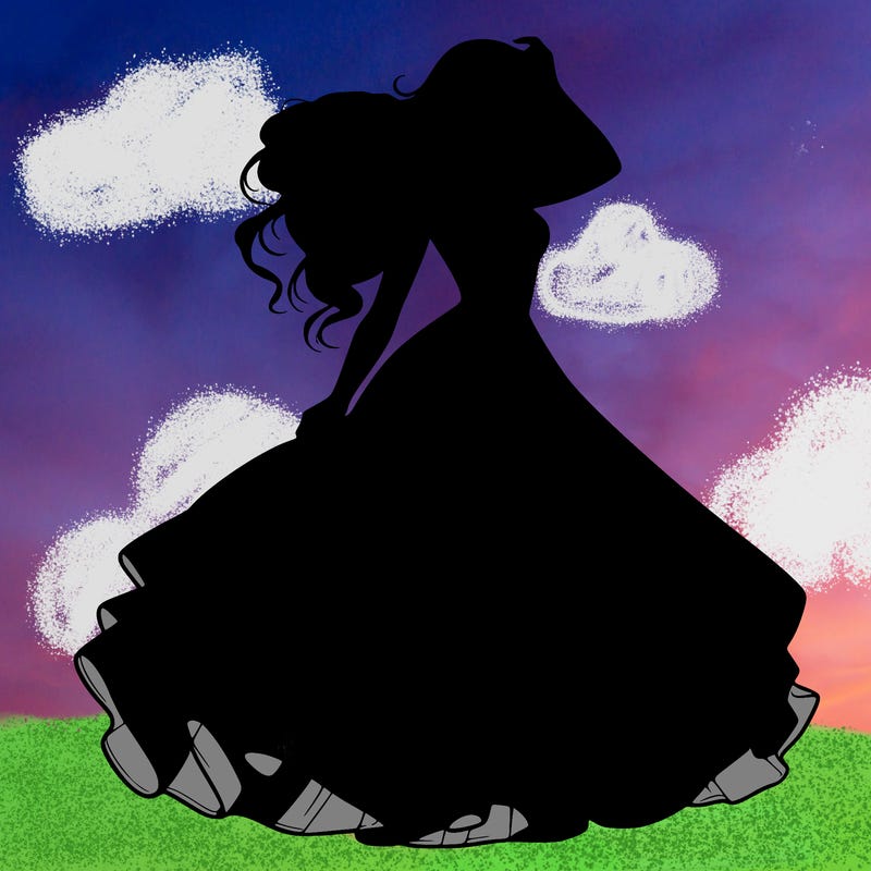 realistic woman with dress flowing in the wind