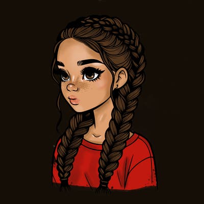 realistic girl with braids