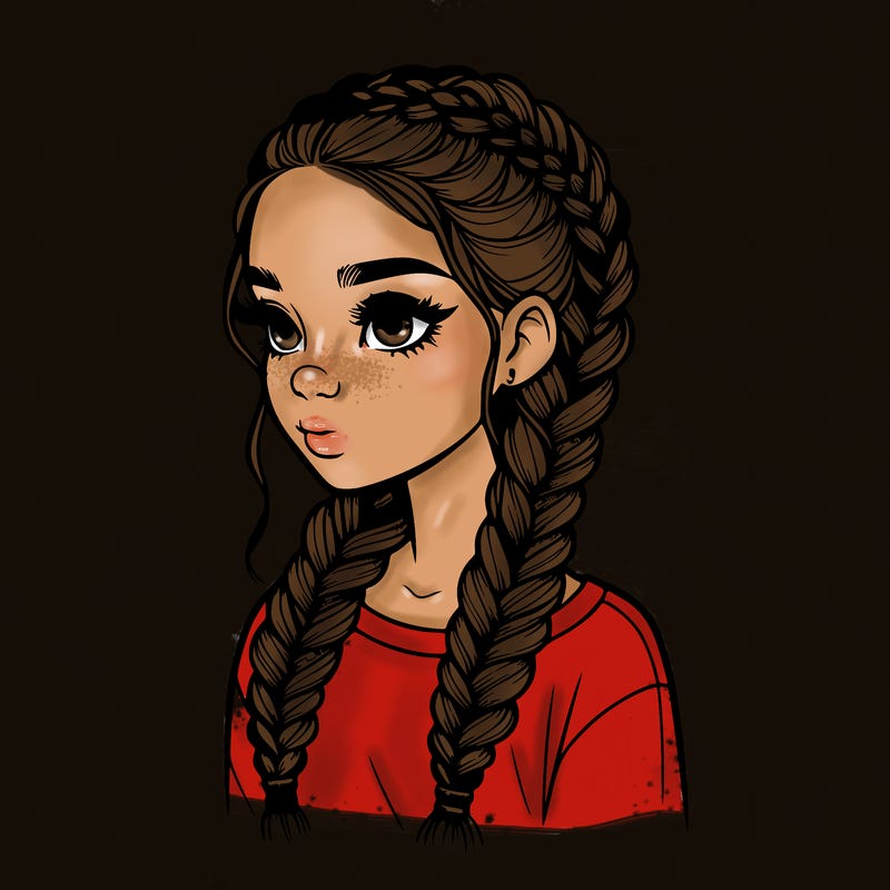 realistic girl with braids