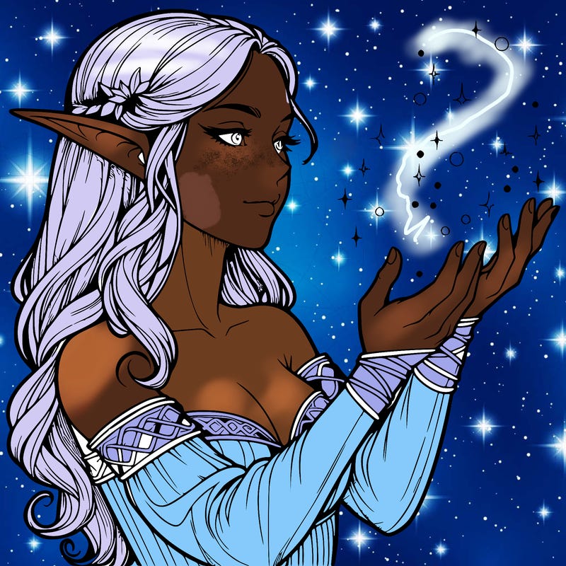 realistic elf girl doing magic