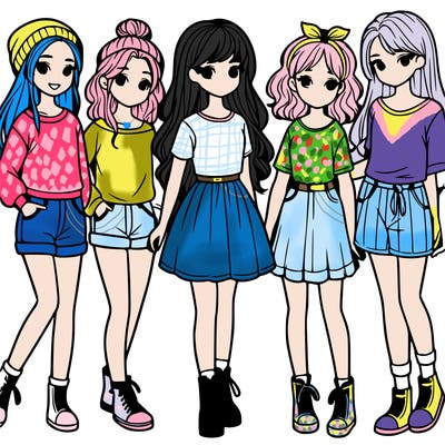 a group of five girls