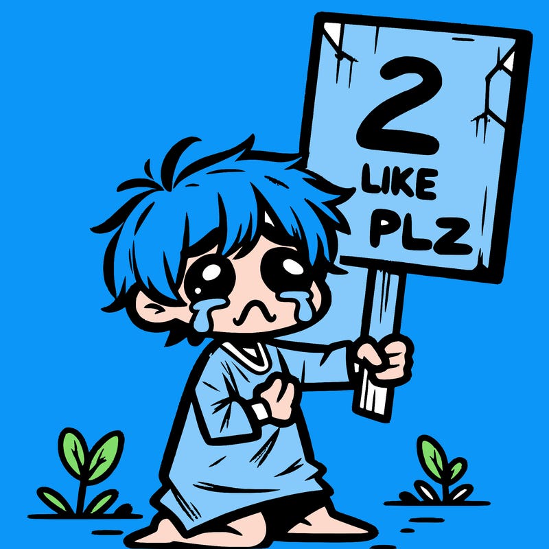 small poor toddler crying with sign that says 2 like plz