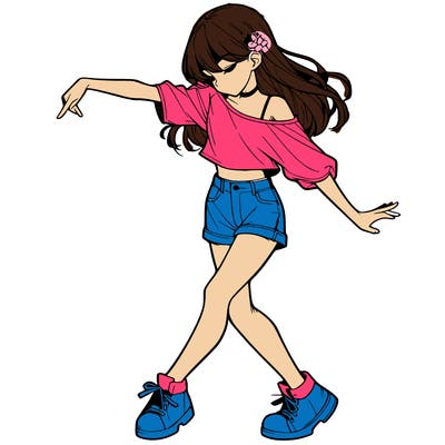 realistic girl danceing