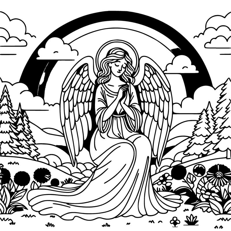 adult angel in a wonderful landscape