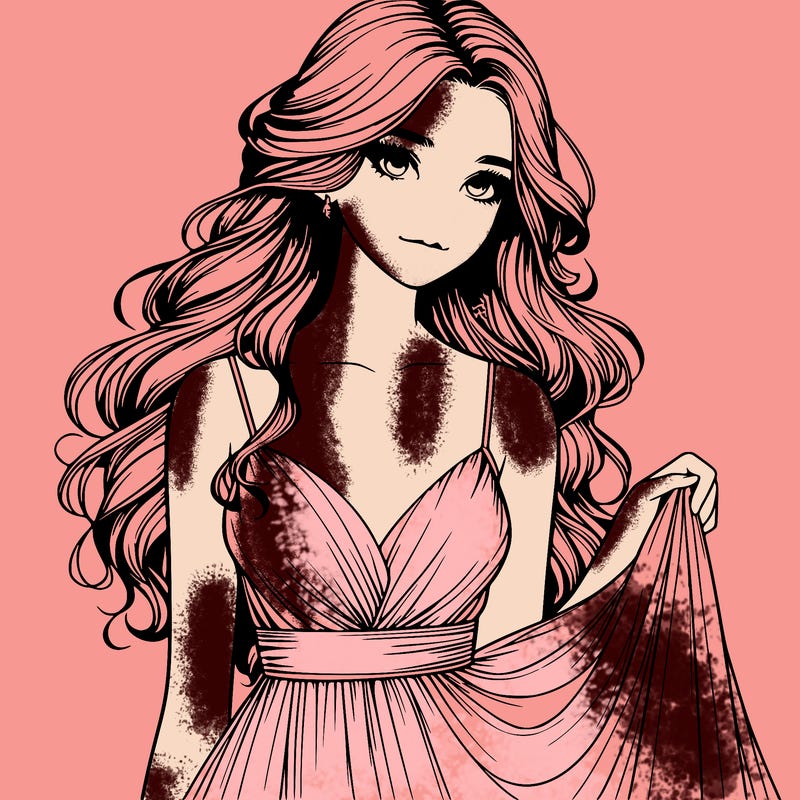 realistic girl in flowy silky prom dress