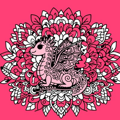 floral mandala dragon