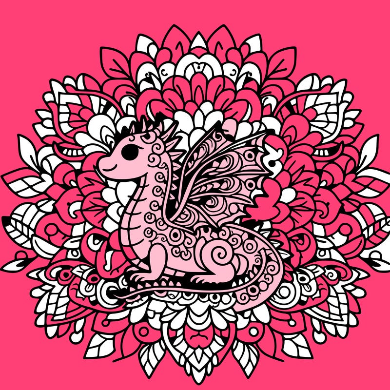 floral mandala dragon