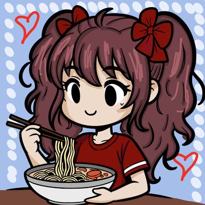 a girl eating ramen