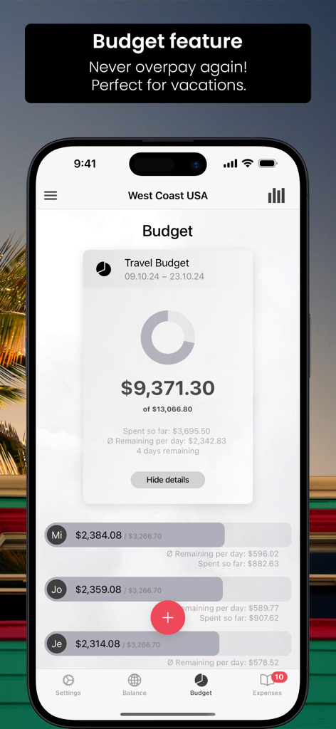 Cashinator - Split the bills - Rastreador de orçamento de viagem do aplicativo Cashinator para viagens em grupo
