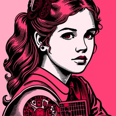 portrait of tech girl in popart style